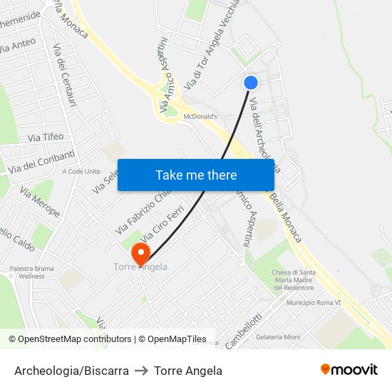 Archeologia/Biscarra to Torre Angela map