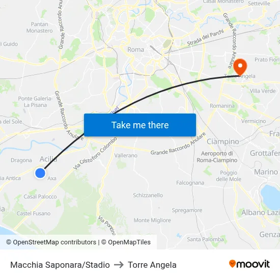 Macchia Saponara/Stadium to Torre Angela map