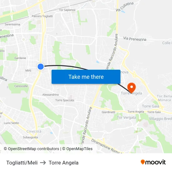 Togliatti/Meli to Torre Angela map
