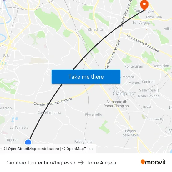 Cimitero Laurentino/Ingresso to Torre Angela map