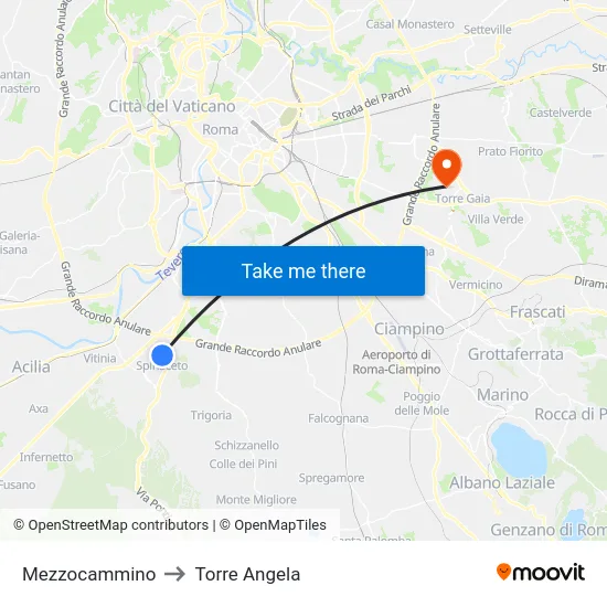 Mezzocammino to Torre Angela map