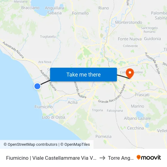 Fiumicino | Viale Castellammare Via Viserba to Torre Angela map