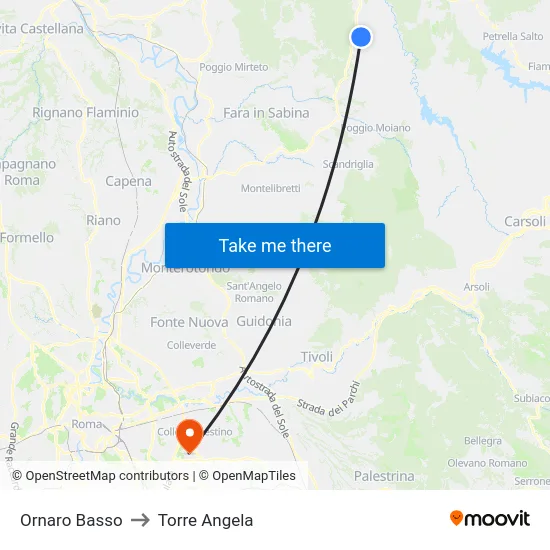 Ornaro Basso to Torre Angela map