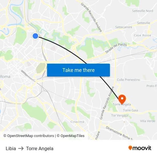 Libia to Torre Angela map
