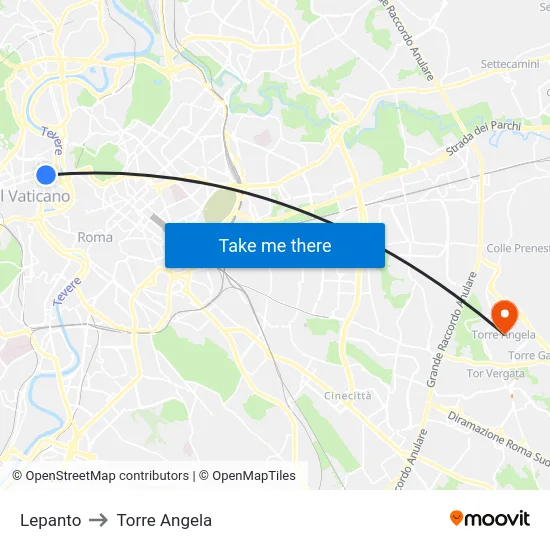 Lepanto to Torre Angela map