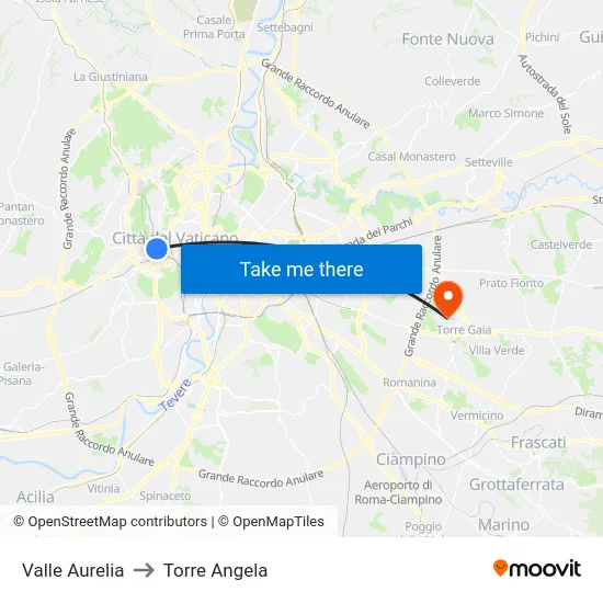 Valle Aurelia to Torre Angela map