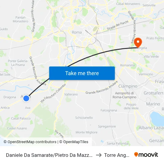 Daniele Da Samarate/Pietro Da Mazzara to Torre Angela map