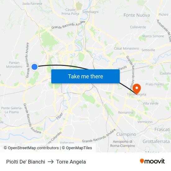 Piolti De' Bianchi to Torre Angela map