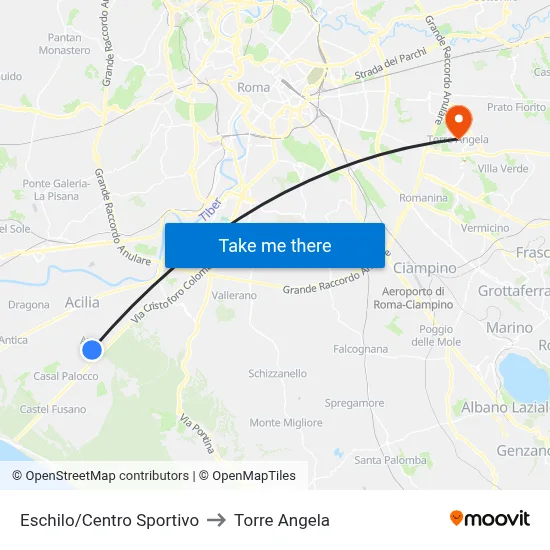 Eschilo/Sports Center to Torre Angela map