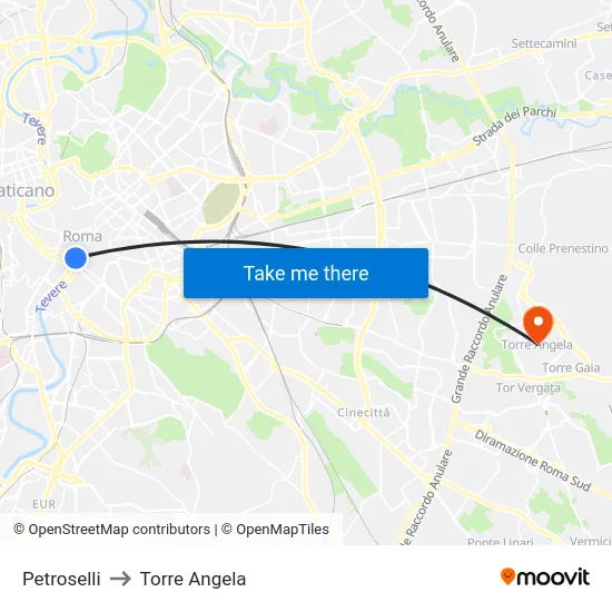 Petroselli to Torre Angela map