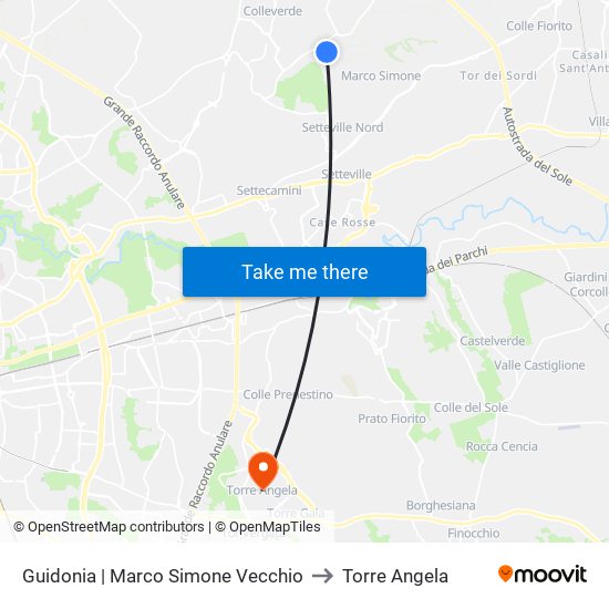Guidonia | Marco Simone Vecchio to Torre Angela map