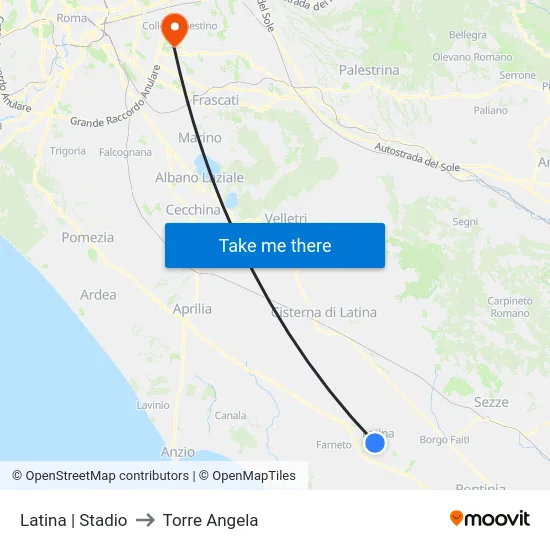 Latina | Stadio to Torre Angela map
