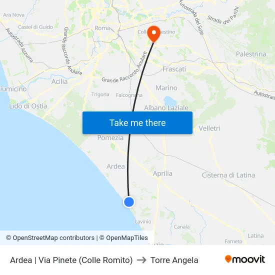Ardea | Via Pinete (Colle Romito) to Torre Angela map