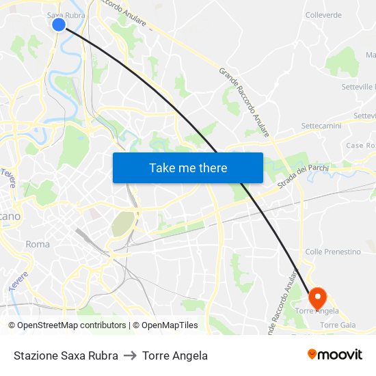 Stazione Saxa Rubra to Torre Angela map