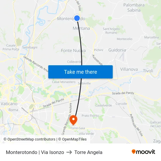 Monterotondo | Via Isonzo to Torre Angela map
