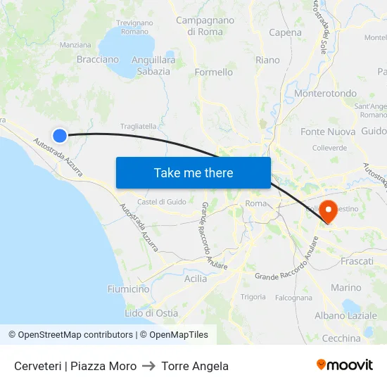 Cerveteri | Piazza Moro to Torre Angela map