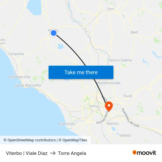 Viterbo | Viale Diaz to Torre Angela map