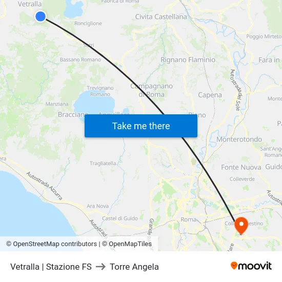 Vetralla | Stazione FS to Torre Angela map