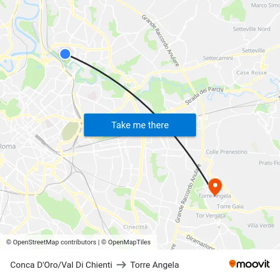 Conca D'Oro/Val Di Chienti to Torre Angela map