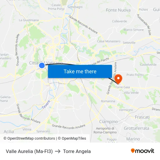Valle Aurelia (Ma-Fl3) to Torre Angela map