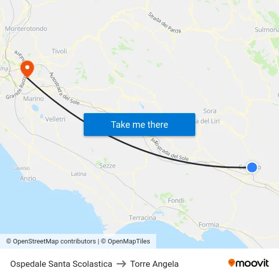 Ospedale Santa Scolastica to Torre Angela map