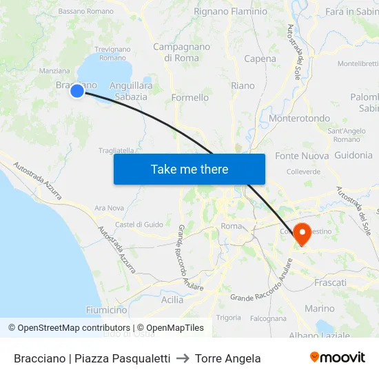 Bracciano | Piazza Pasqualetti to Torre Angela map