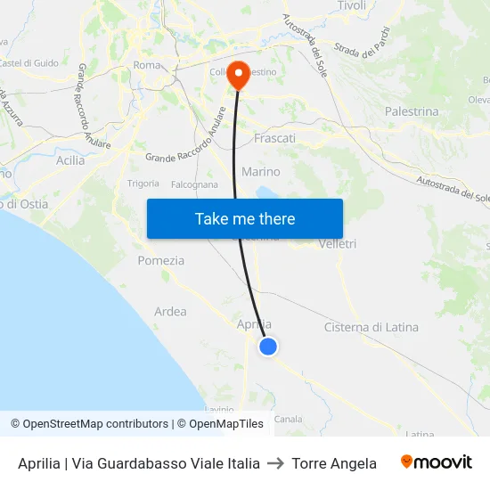 Aprilia | Via Guardabasso Viale Italia to Torre Angela map