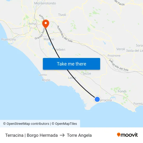 Terracina | Borgo Hermada to Torre Angela map