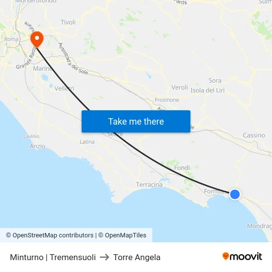 Minturno | Tremensuoli to Torre Angela map