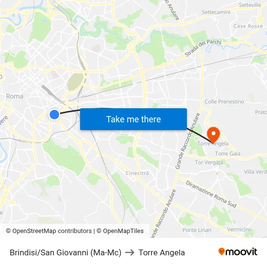 Brindisi/San Giovanni (Ma-Mc) to Torre Angela map