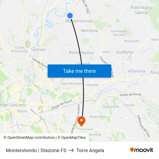 Monterotondo | Stazione FS to Torre Angela map