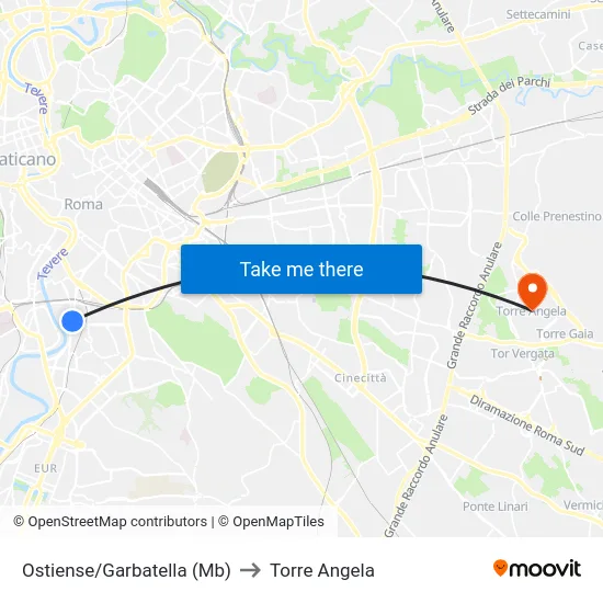 Ostiense/Garbatella (Mb) to Torre Angela map