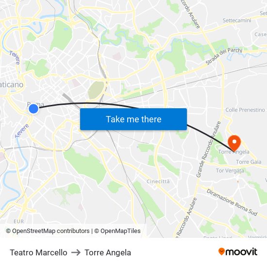 Teatro Marcello to Torre Angela map