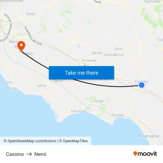 Cassino to Nemi map