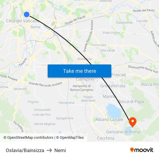 Oslavia/Bainsizza to Nemi map