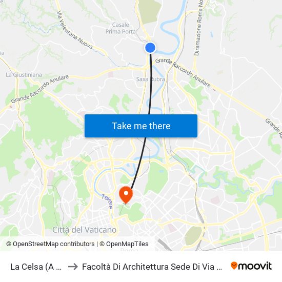 La Celsa (A Richiesta) to Facoltà Di Architettura Sede Di Via A. Gramsci “Valle Giulia” map