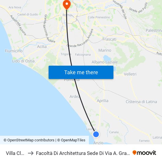 Villa Claudia to Facoltà Di Architettura Sede Di Via A. Gramsci “Valle Giulia” map