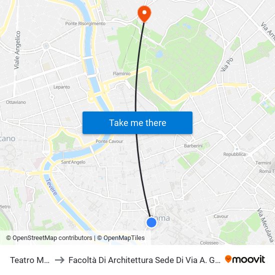 Teatro Marcello to Facoltà Di Architettura Sede Di Via A. Gramsci “Valle Giulia” map