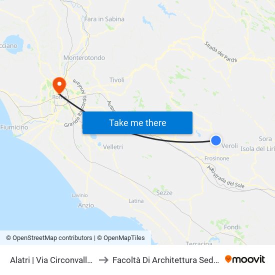 Alatri | Via Circonvallazione Viale Duca D'Aosta to Facoltà Di Architettura Sede Di Via A. Gramsci “Valle Giulia” map