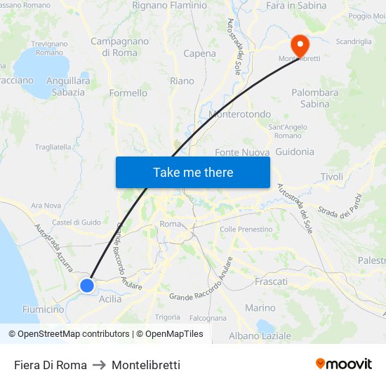 Fiera Di Roma to Montelibretti map