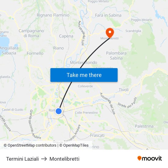 Termini Laziali to Montelibretti map