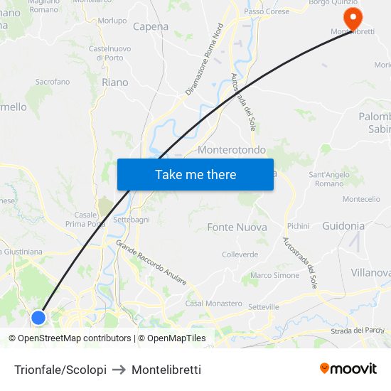 Trionfale/Scolopi to Montelibretti map