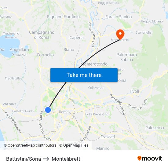 Battistini/Soria to Montelibretti map