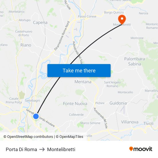 Porta Di Roma to Montelibretti map