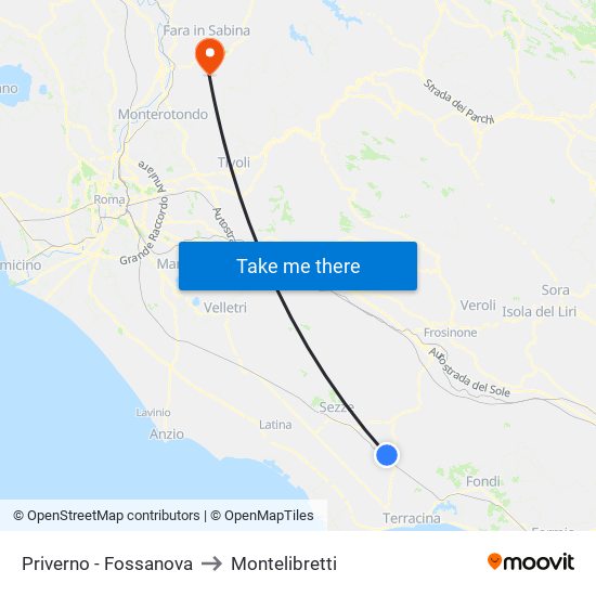 Priverno - Fossanova to Montelibretti map