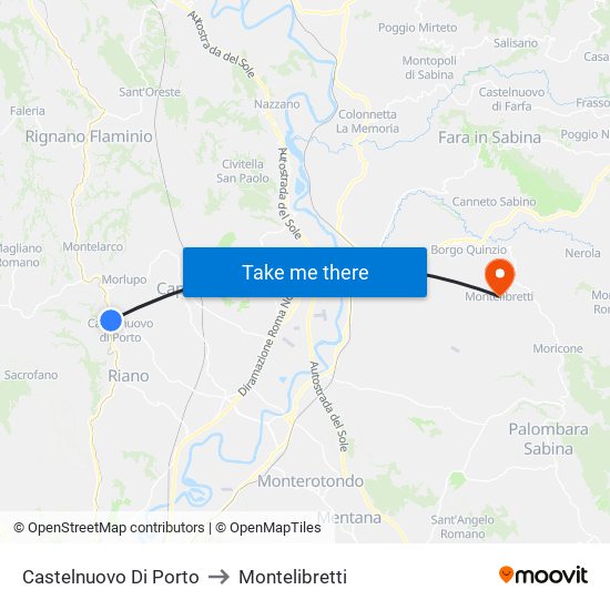 Castelnuovo Di Porto to Montelibretti map