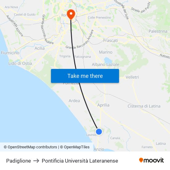 Padiglione to Pontificia Università Lateranense map