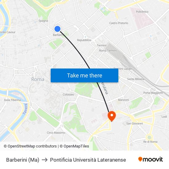 Barberini (Ma) to Pontificia Università Lateranense map