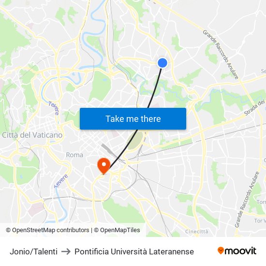 Jonio/Talenti to Pontificia Università Lateranense map