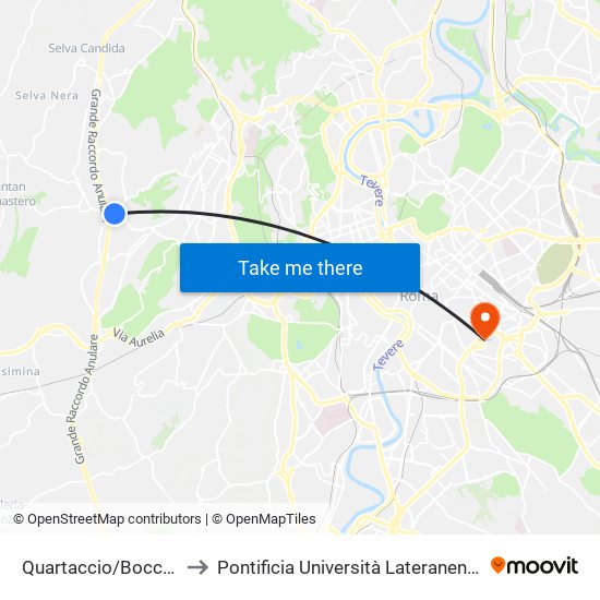 Quartaccio/Boccea to Pontificia Università Lateranense map